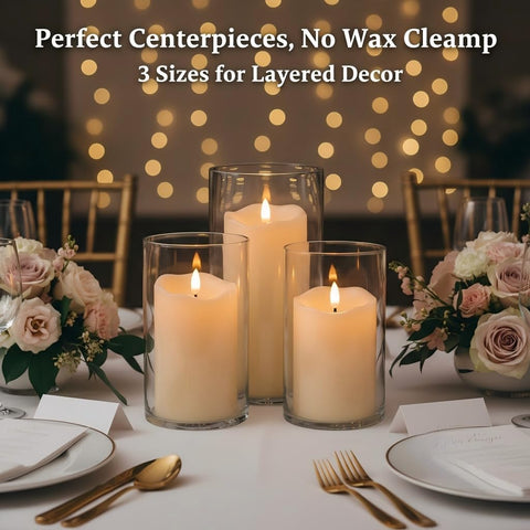ANGELLOONG ivory pillar candles in three sizes for elegant centerpieces