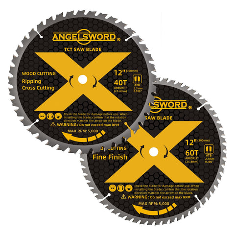 ANGELSWORD 12-inch blade 40T ripping cut for fast, smooth hardwood and plywood.