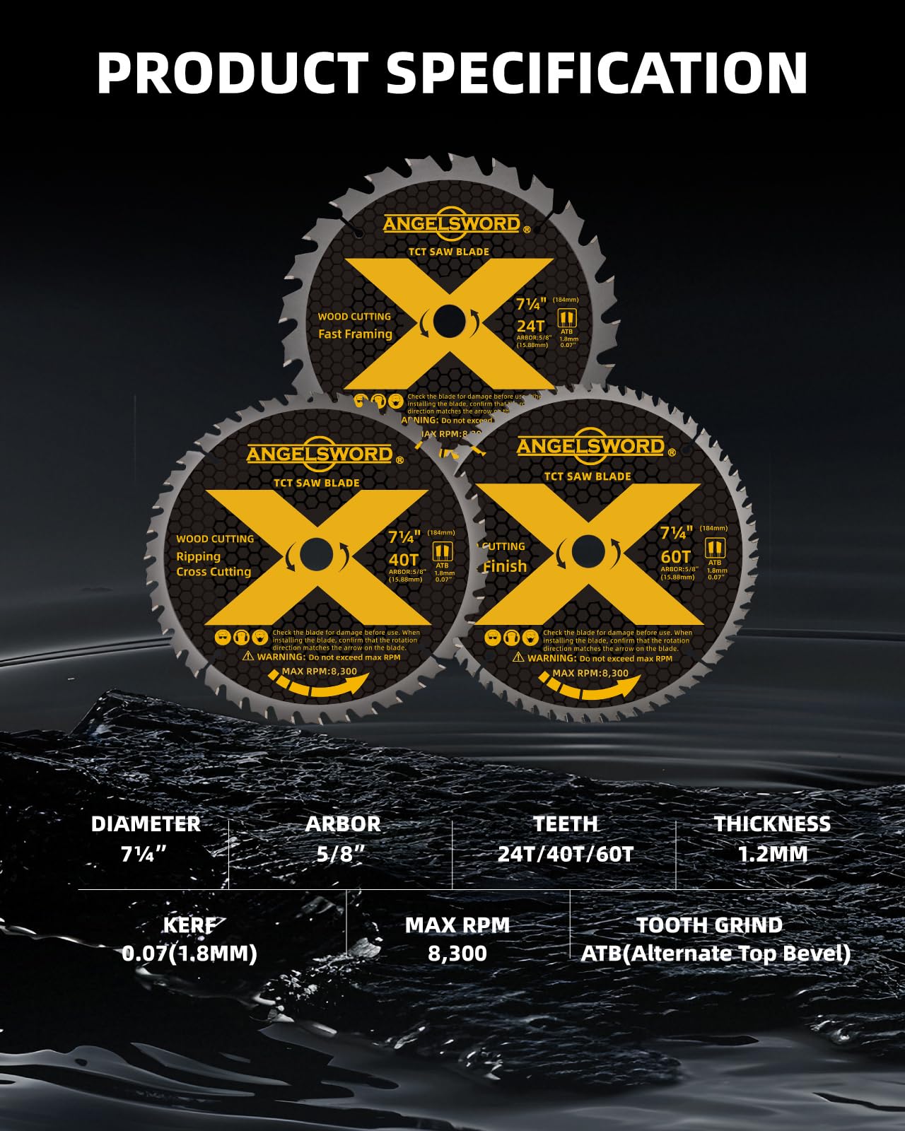 ANGELSWORD 7-1/4 inch blade 40T enables smooth ripping and consistent results.