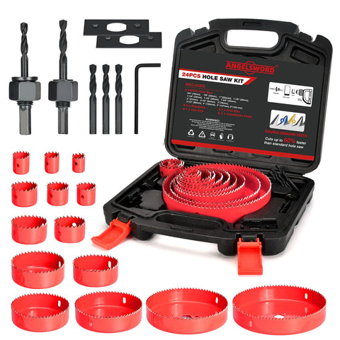 ANGELSWORD hole saw set with double-ground teeth for faster, cleaner drywall and wood cuts