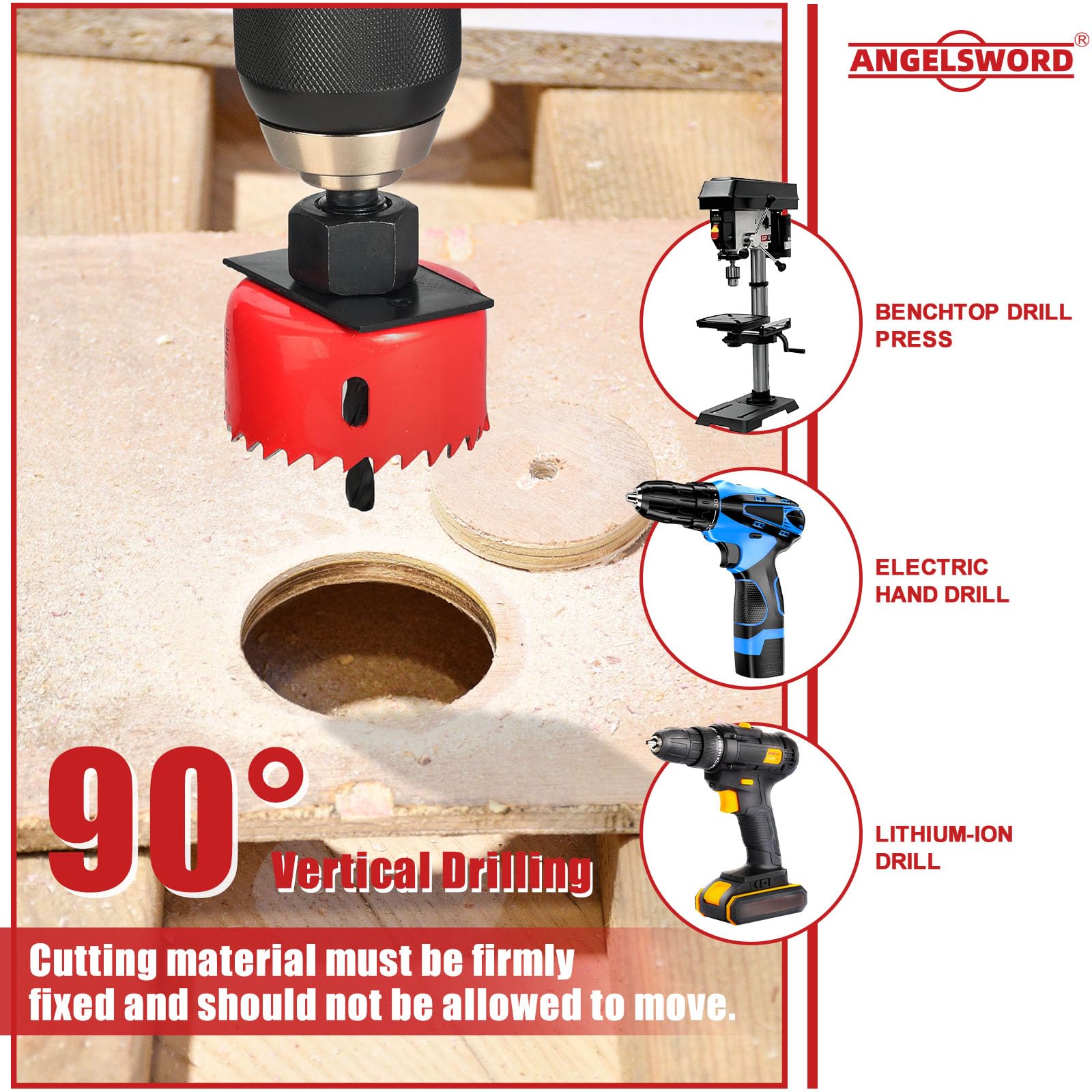ANGELSWORD installation plate and bench drill tips for stable, accurate holes