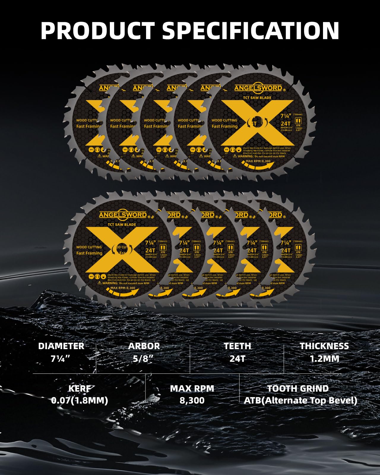 ANGELSWORD thin-kerf blade for fast, smooth cuts with minimal waste