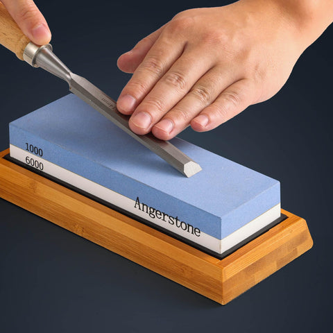 Angerstone towel included for quick cleanup after sharpening.