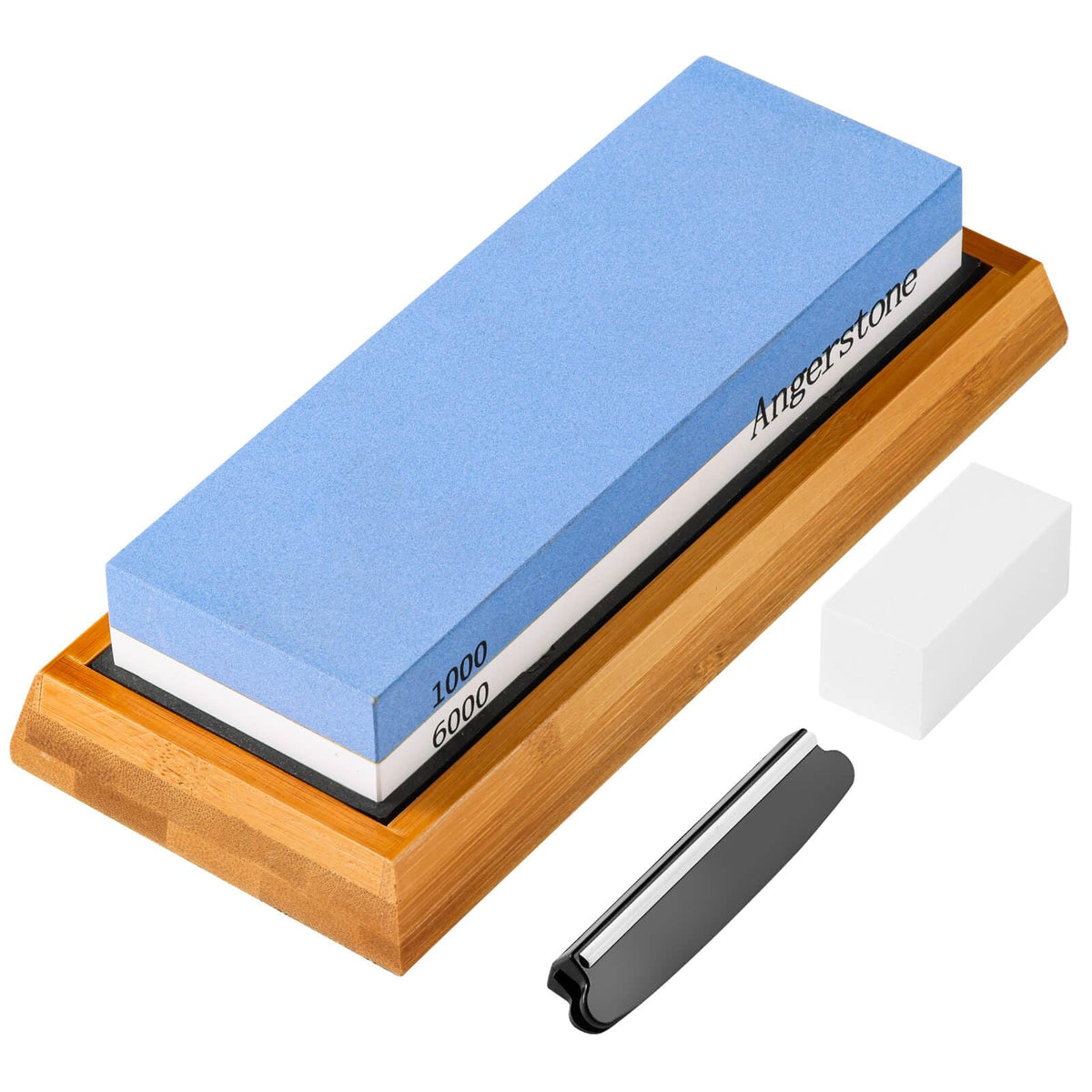 Angerstone premium knife sharpening stone 1000/6000 with non-slip base for stable sharpening.
