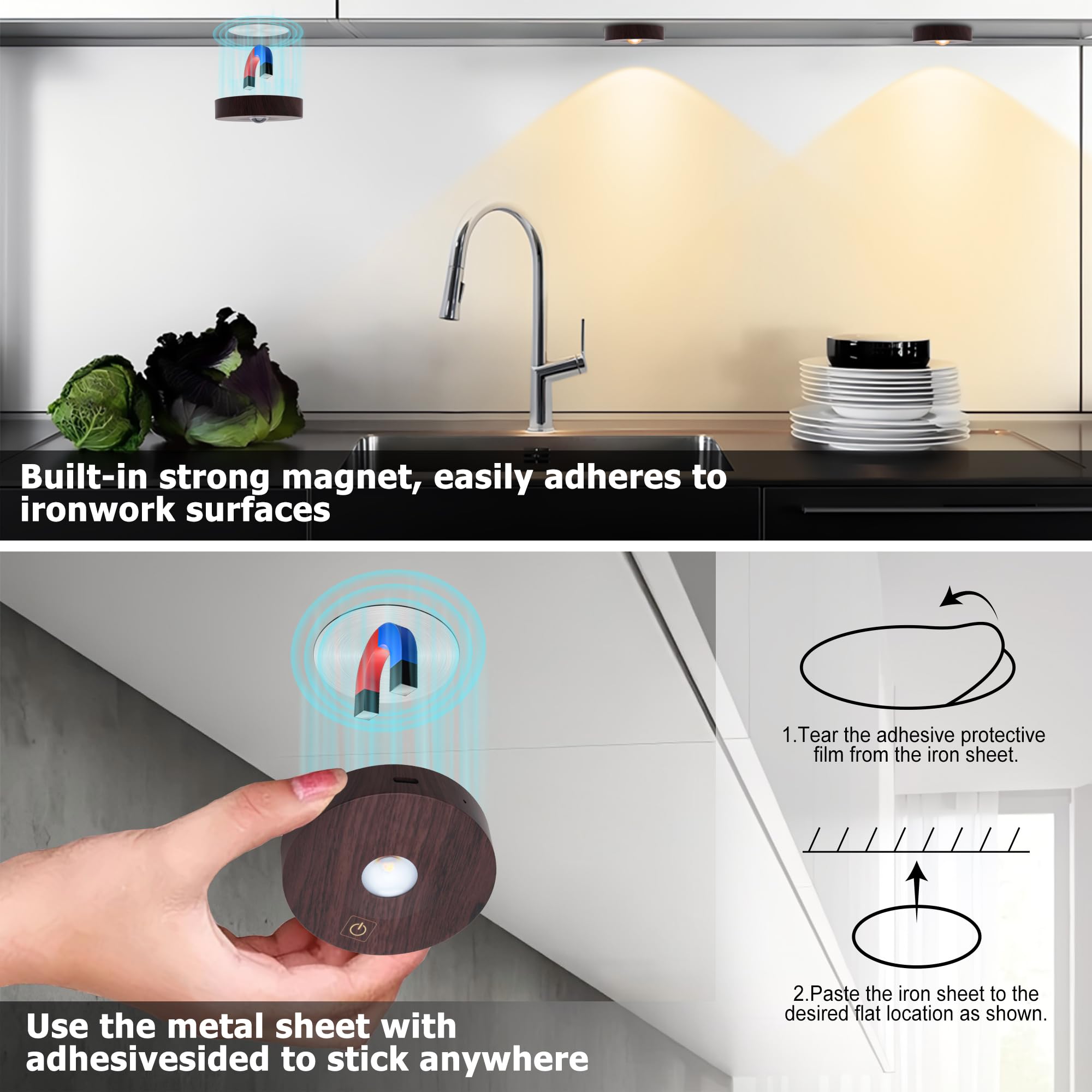 Angestlite puck light with dimmable brightness for mood and tasks