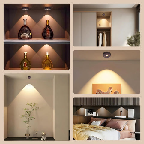 No-wiring installation of Angestlite puck light using magnetic discs