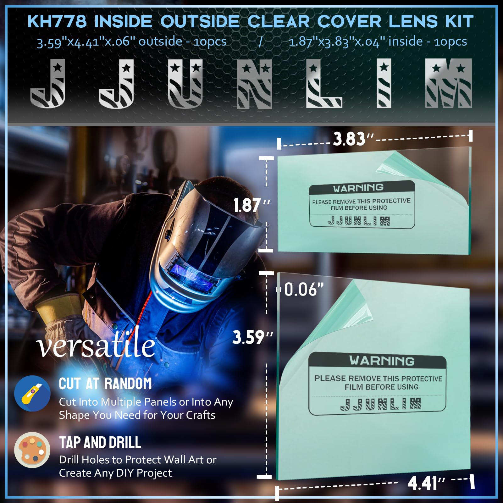 Angksorm KH778 clear protective lenses deliver a transparent view during welding.