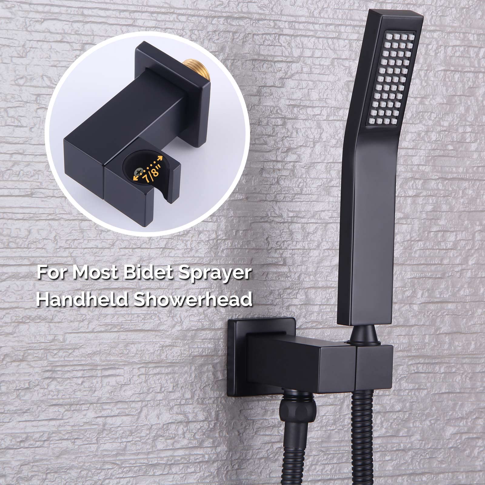 Angle Simple 1/2-inch IPS connections for a standard fit with wall supply.