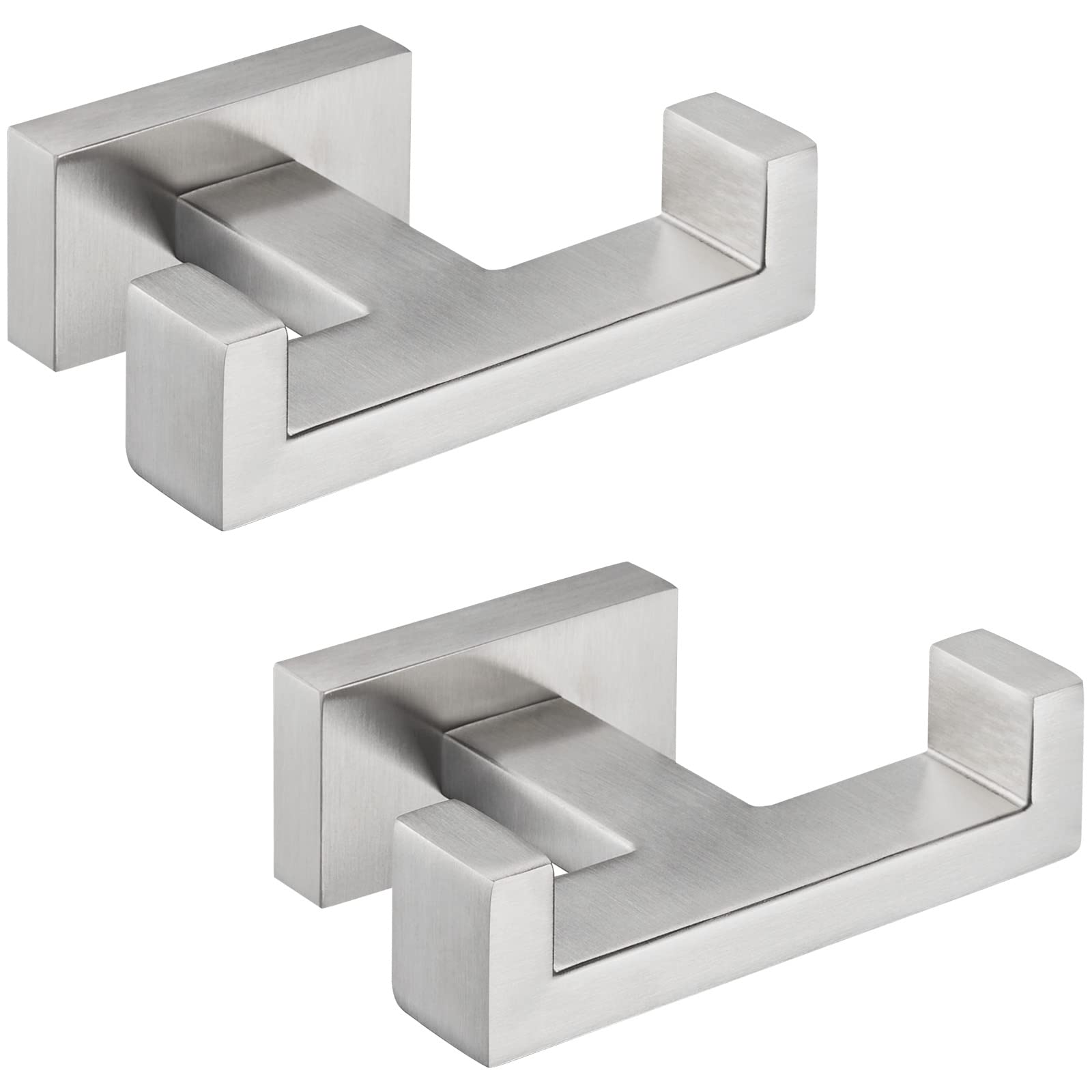 Angle Simple bathroom double hook in brushed nickel keeps towels within reach