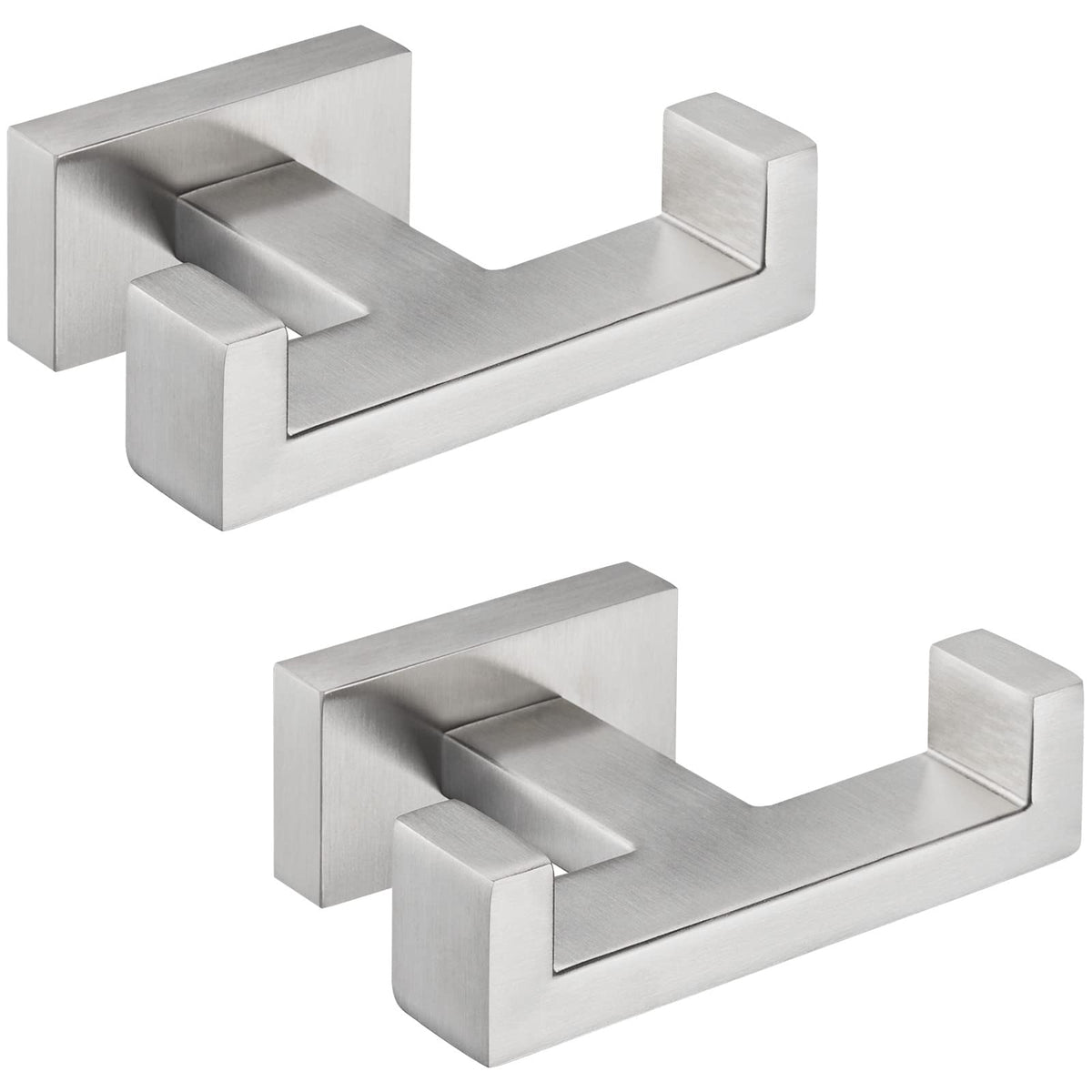 Angle Simple bathroom double hook in brushed nickel keeps towels within reach