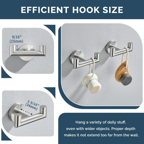 Angle Simple brushed nickel hook end keeps towels secure