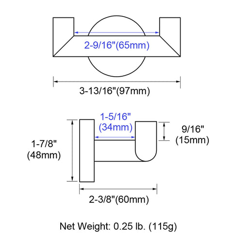 Angle Simple clean and organized bathroom space with a dual-hook setup.