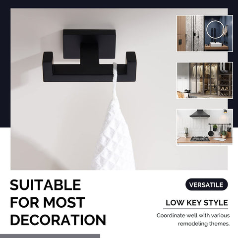 Angle Simple dual-hook design supports towels and robes efficiently