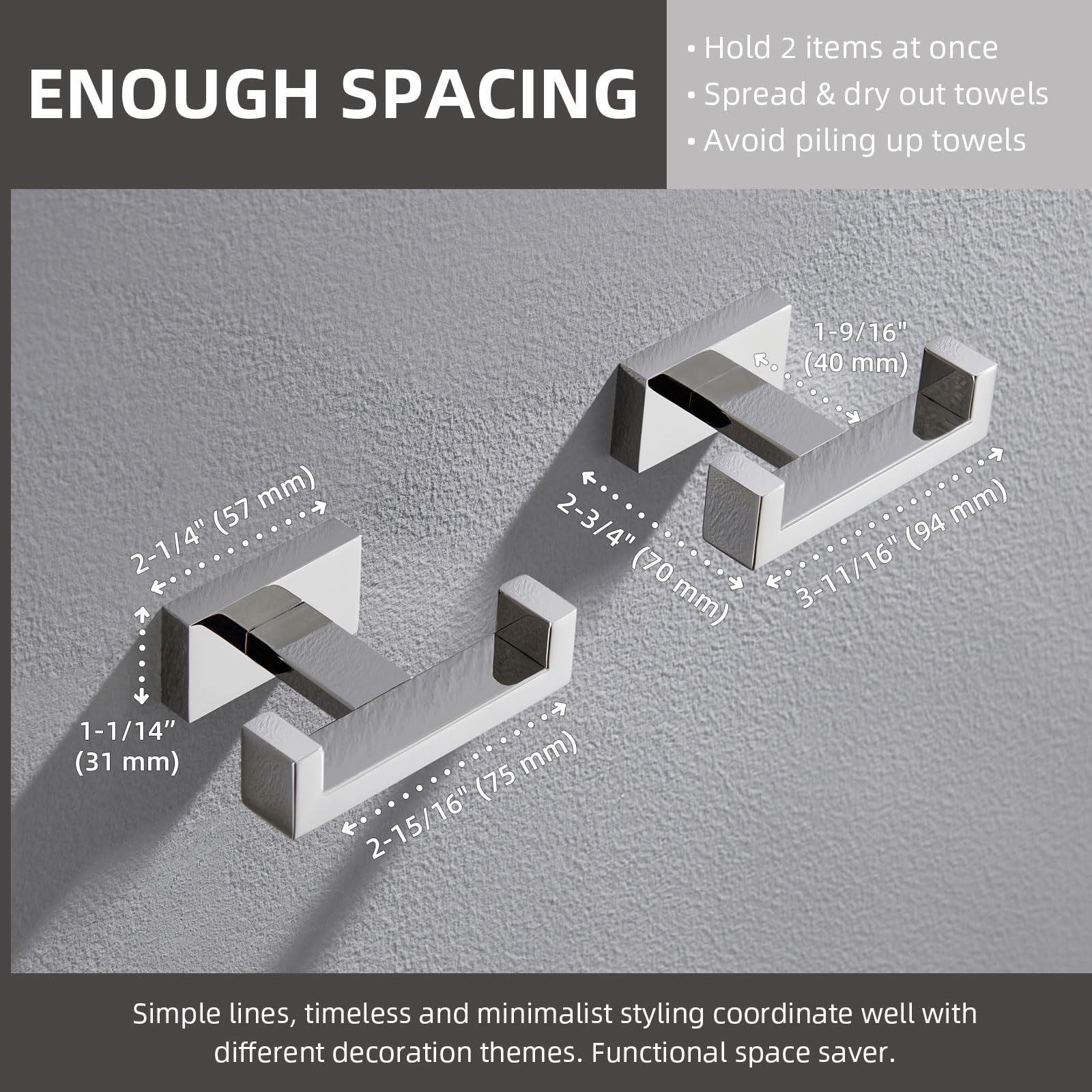 Angle Simple easy-hanging design facilitates quick towel placement and adds convenience.