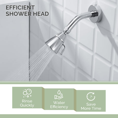 Angle Simple shower head installs easily by threading onto a standard pipe.