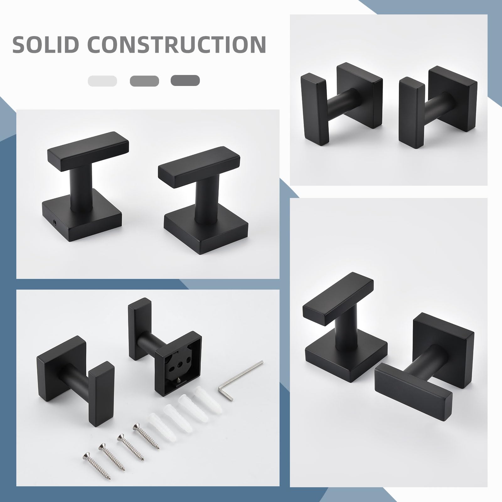 Angle Simple entryway hooks with modern look and reliable mounting