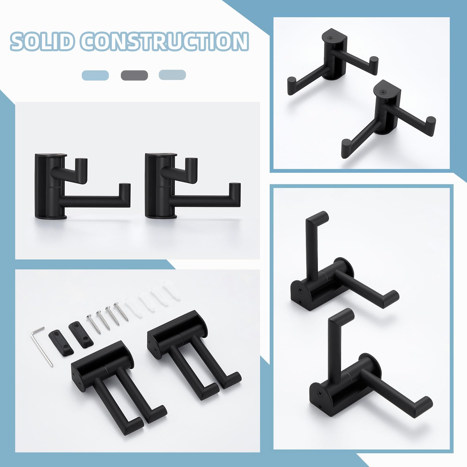 Angle Simple flush wall profile keeps hooks tucked when not in use.
