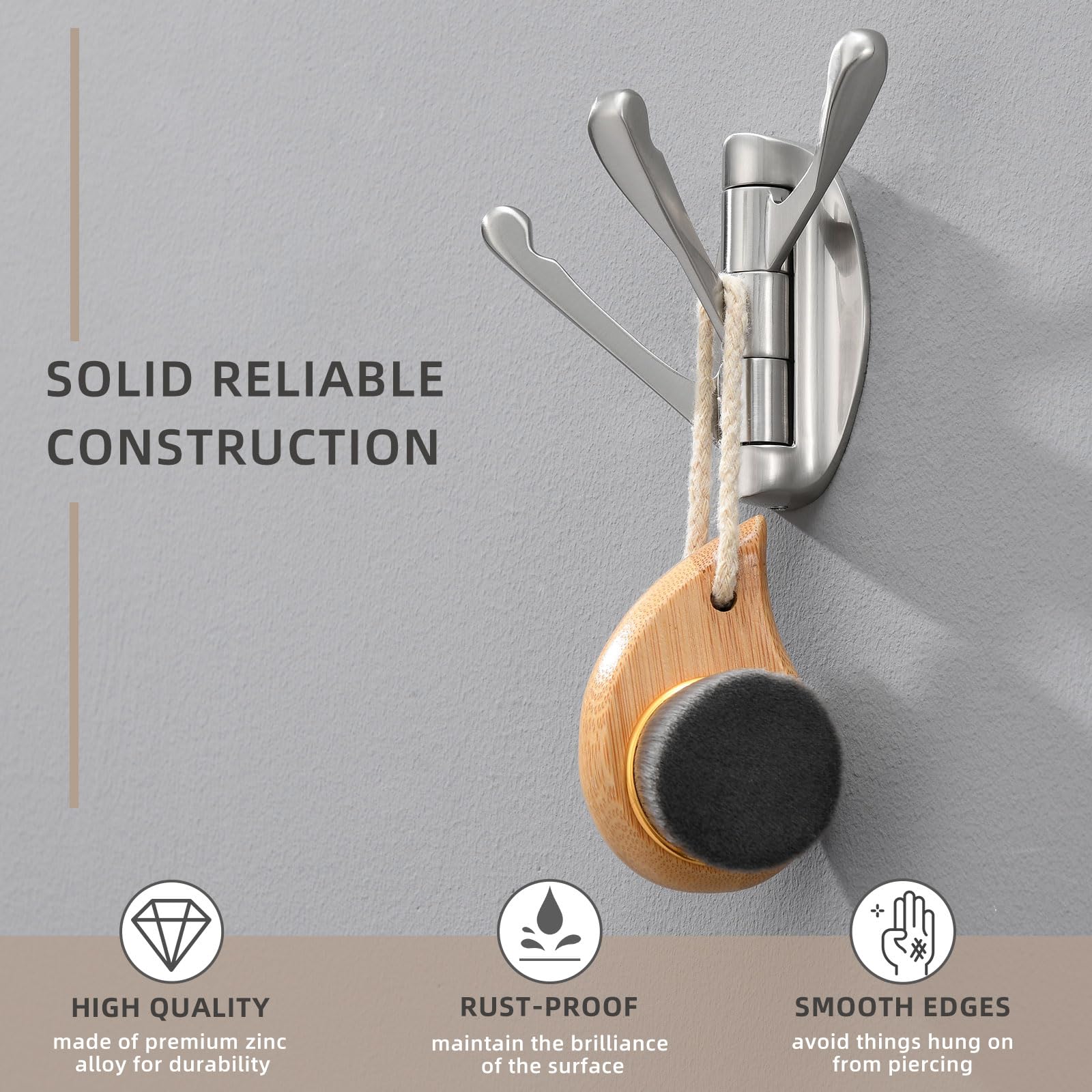 Angle Simple Foldable Swivel Towel Hook folded storage mode saving wall space in bathrooms.