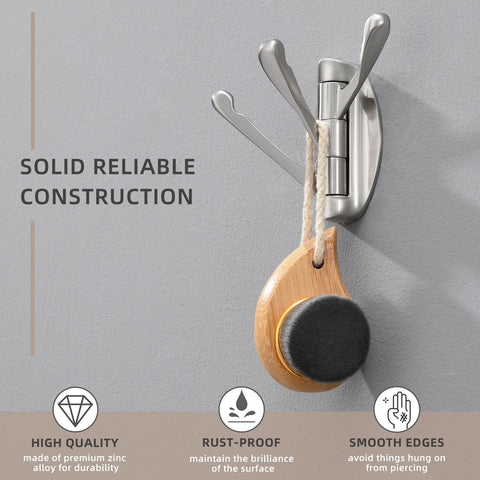 Angle Simple Foldable Swivel Towel Hook folded storage mode saving wall space in bathrooms.