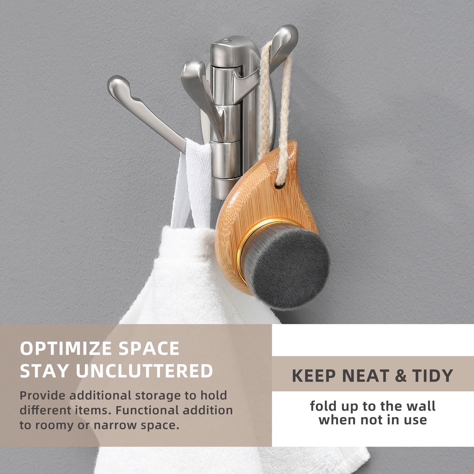 Angle Simple Foldable Swivel Towel Hook smooth swiveling action for easy access.
