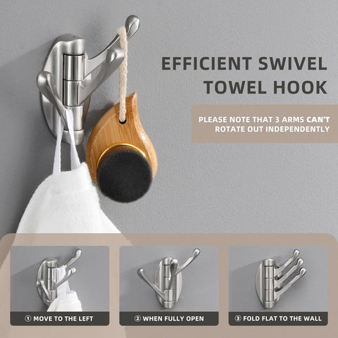 Angle Simple Foldable Swivel Towel Hook wall-mount design ensures durable daily use.