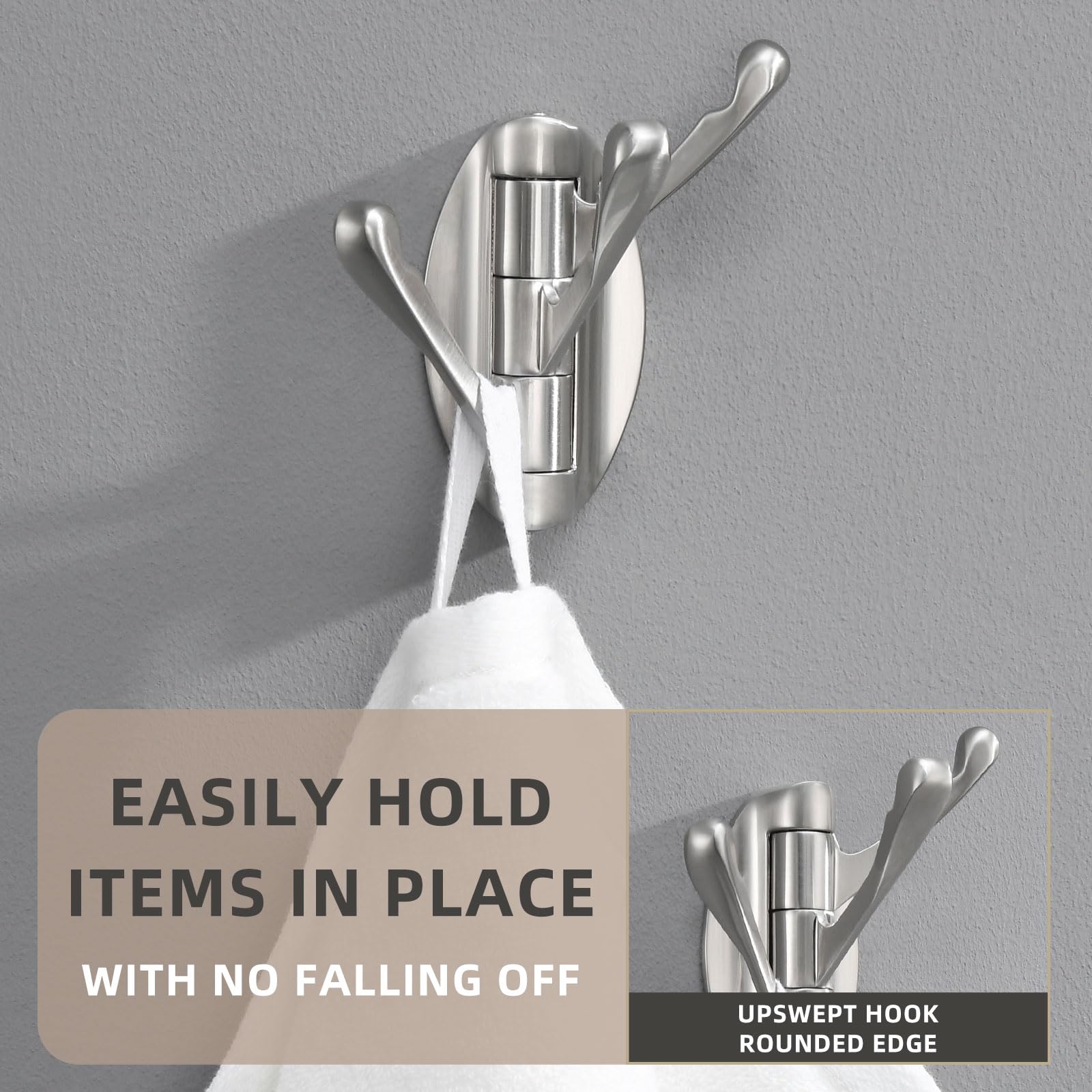Angle Simple Foldable Swivel Towel Hook zinc alloy construction resists rust and tarnish.