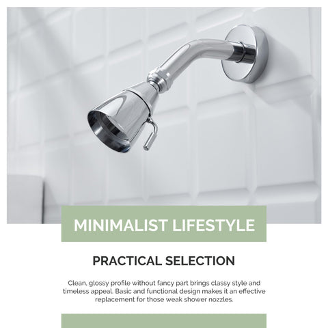 Angle Simple shower head ideal for hair rinsing and thorough cleansing.