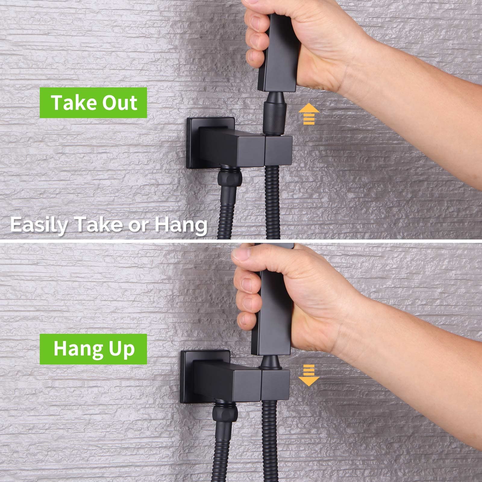 Angle Simple matte-black brass hardware resists daily wear and tarnish.