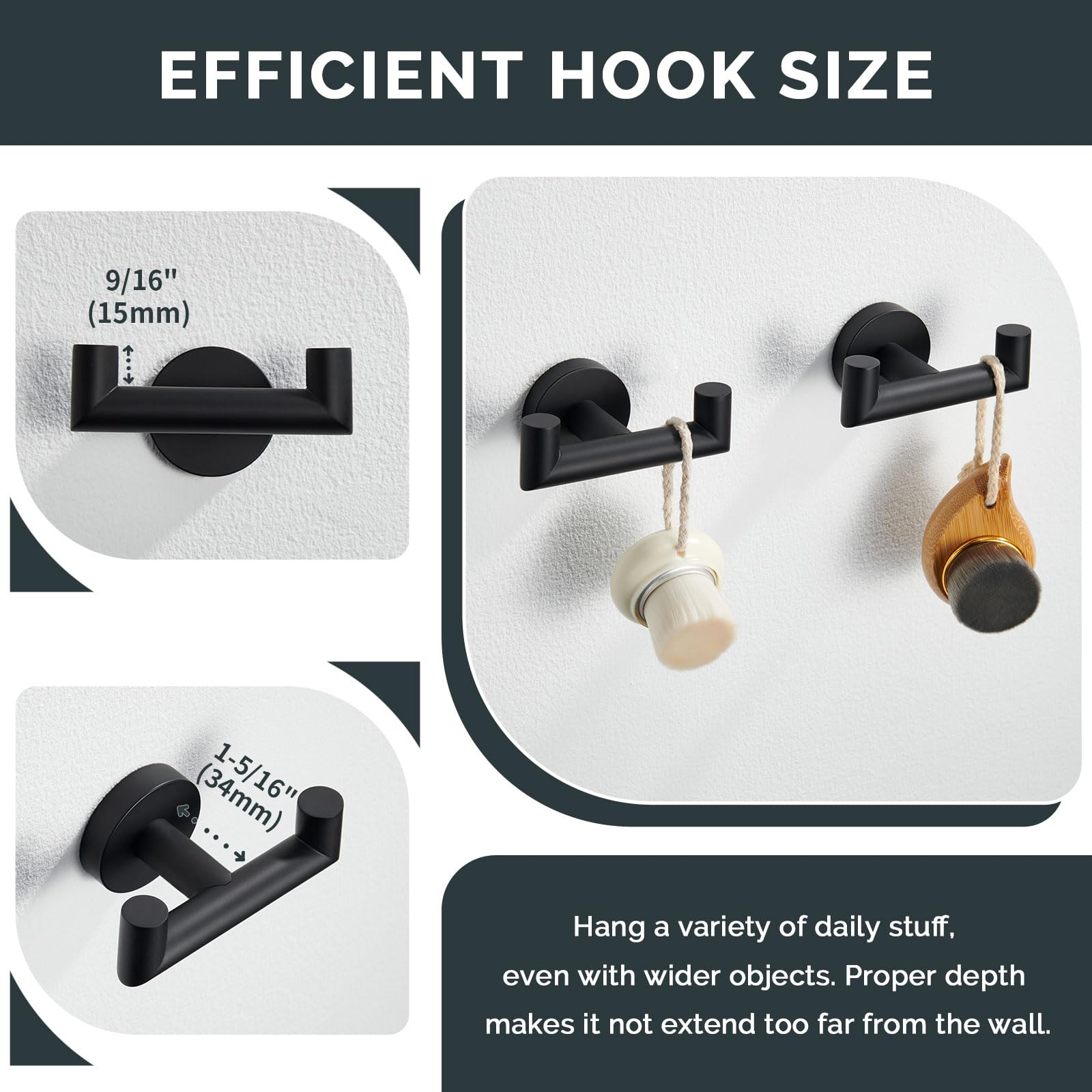 Angle Simple matte black finish resists rust for long-lasting bathroom use.