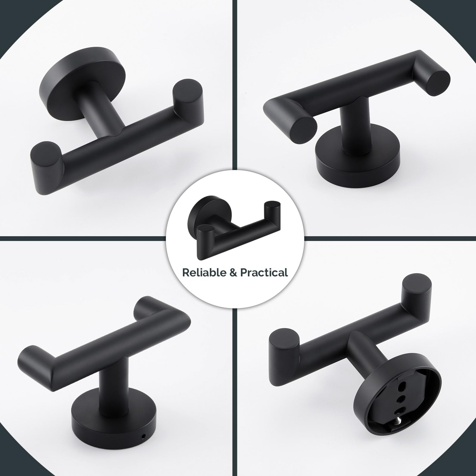 Angle Simple minimalist bathroom design featuring a matte black hook.