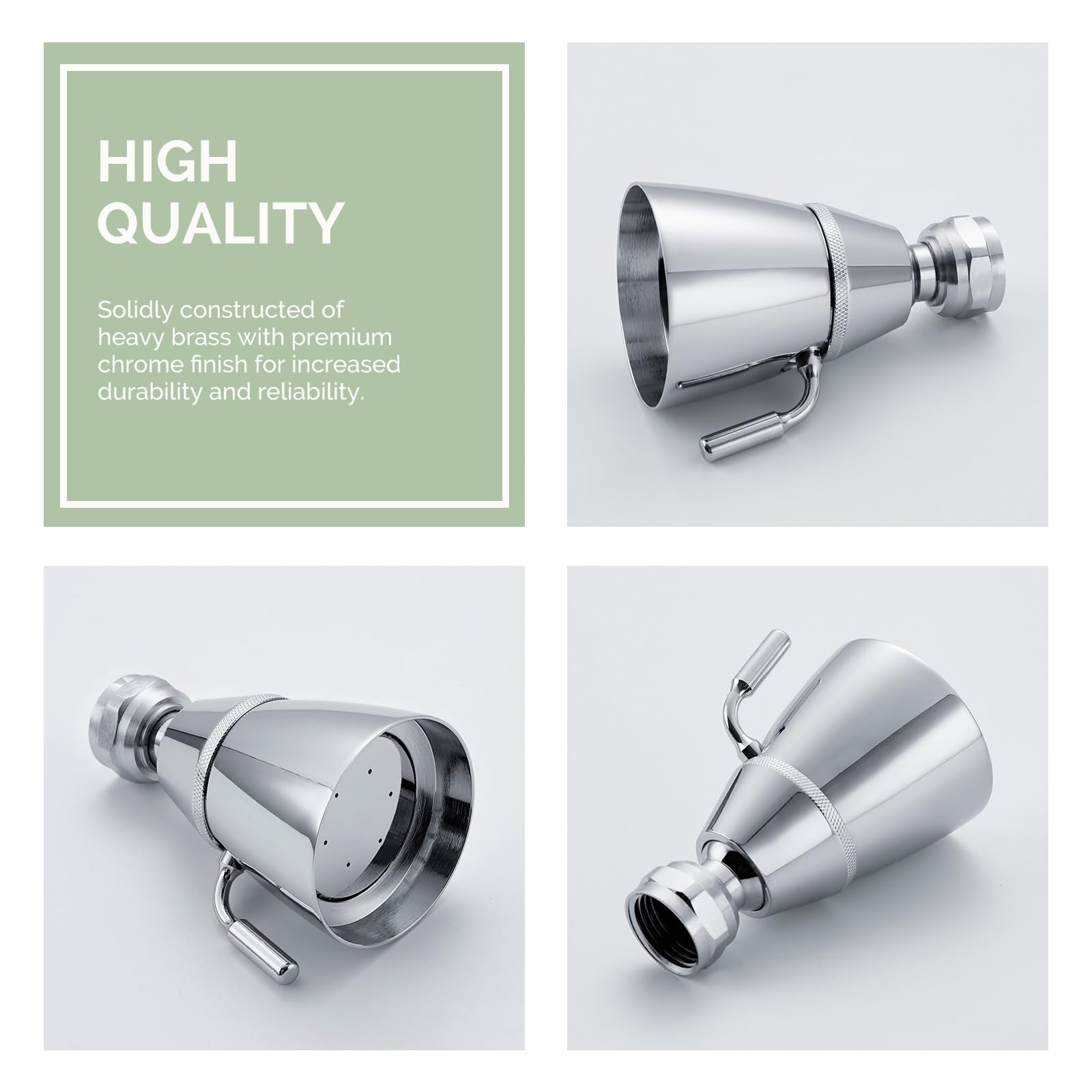 Angle Simple chrome shower head complements modern bathrooms with minimalist style.