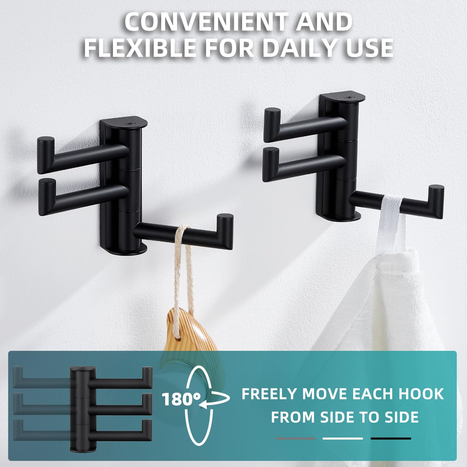 Angle Simple noiseless swivel arm with gasket for smooth rotation.