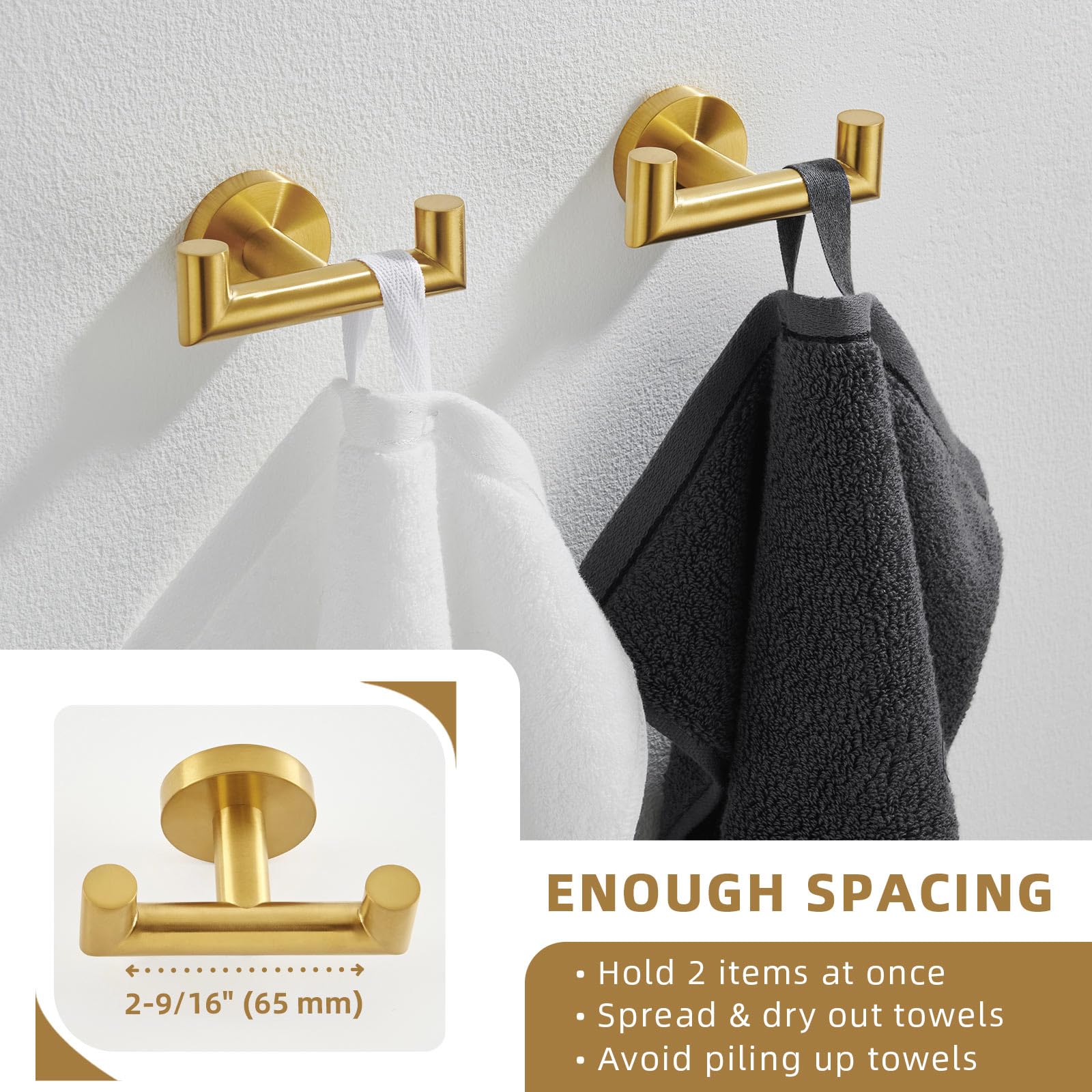 Angle Simple robe hook brushed dark gold keeps robes in place