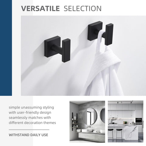 Angle Simple robe hooks matte black on wall, ideal for robes