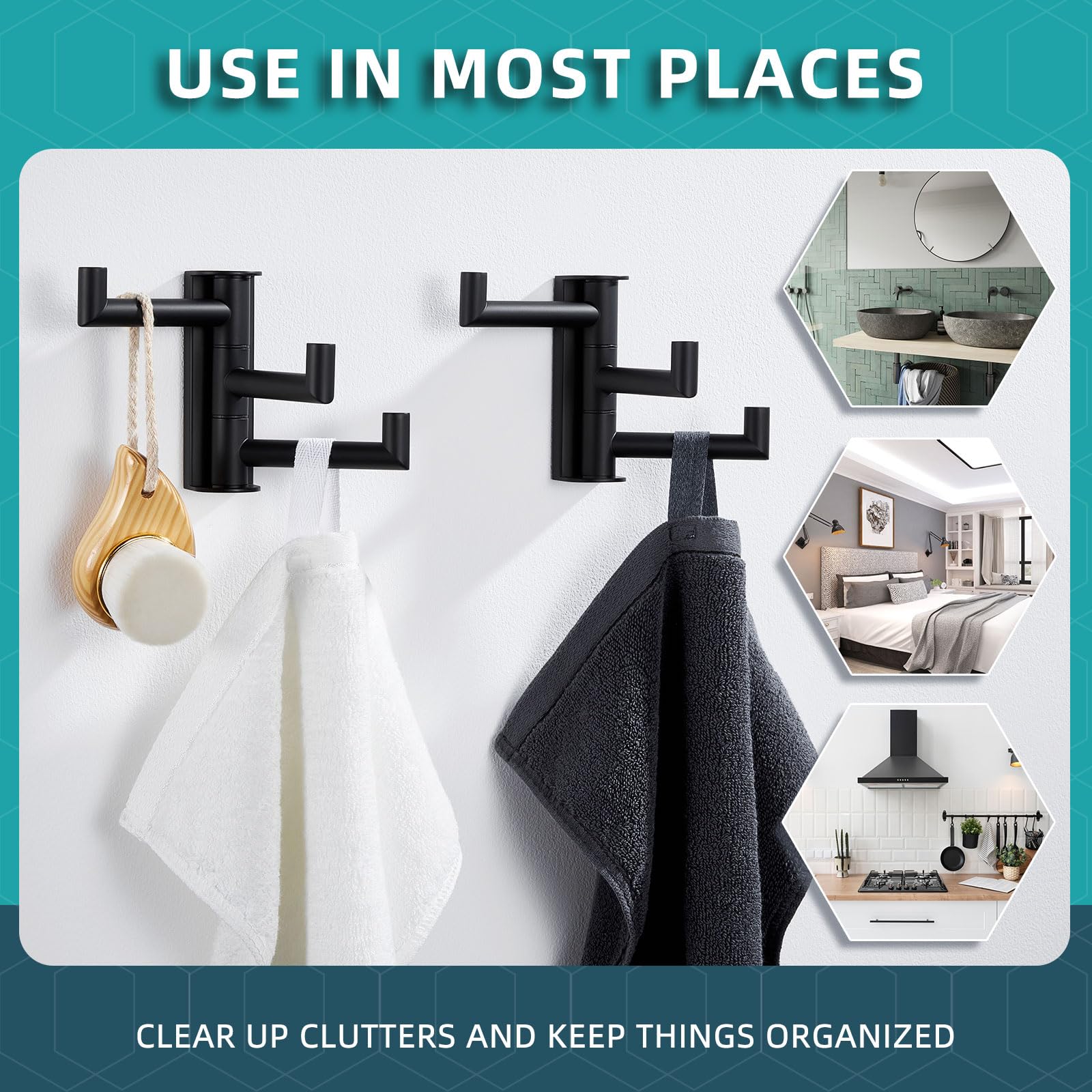 Angle Simple rust-resistant SUS304 hooks for long-lasting bathroom organization.