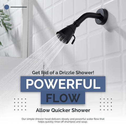 Angle Simple shower head swivels 360 degrees for flexible spray direction.