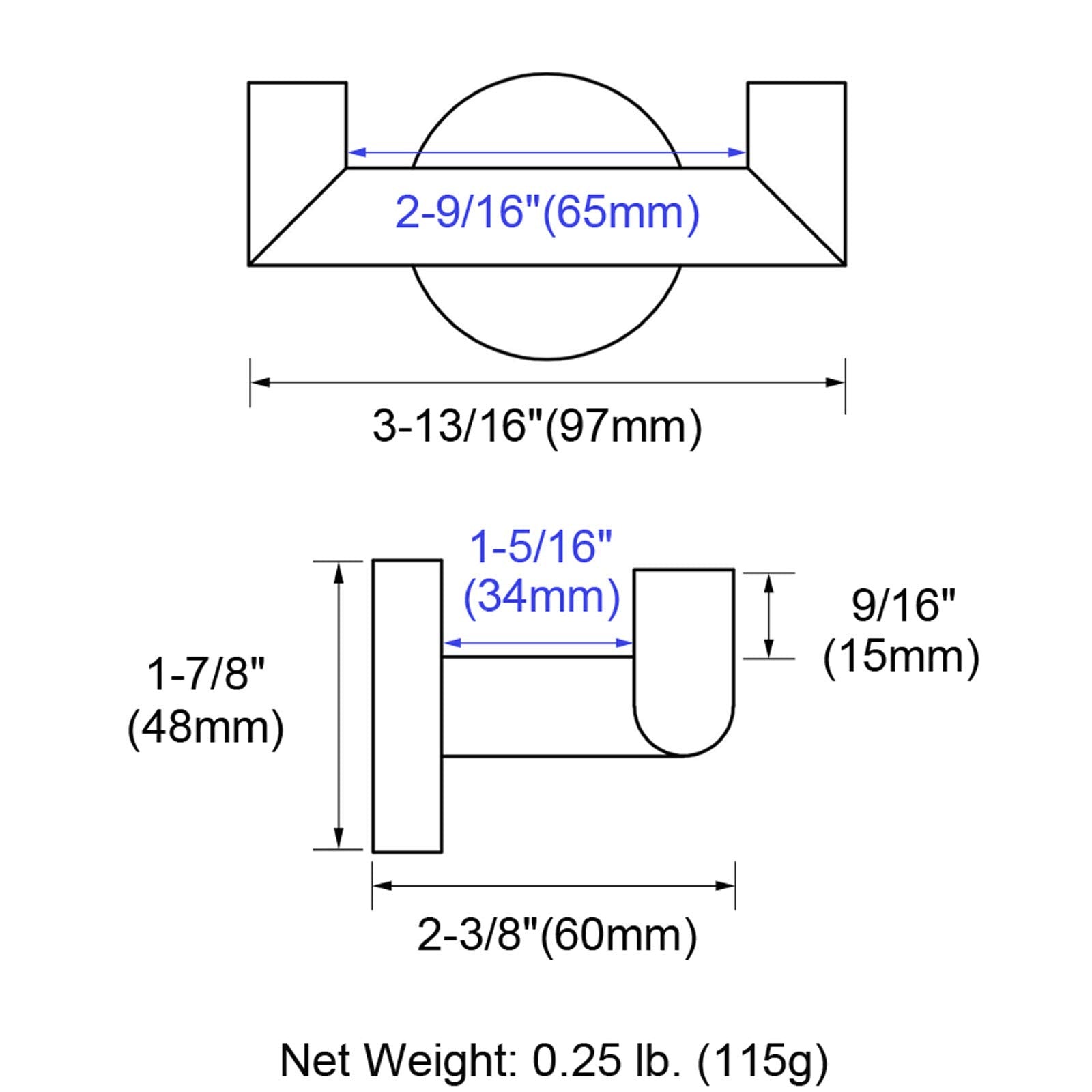 Angle Simple compact towel hook fits narrow bathroom walls