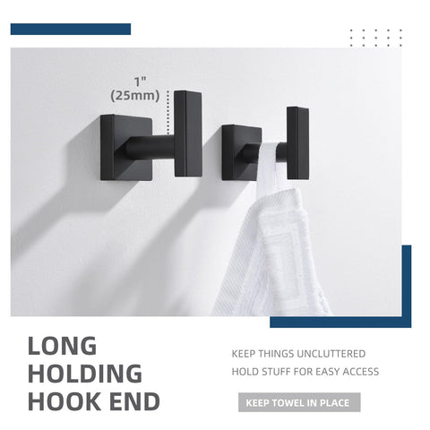 Angle Simple square-design hooks in matte black for secure holding
