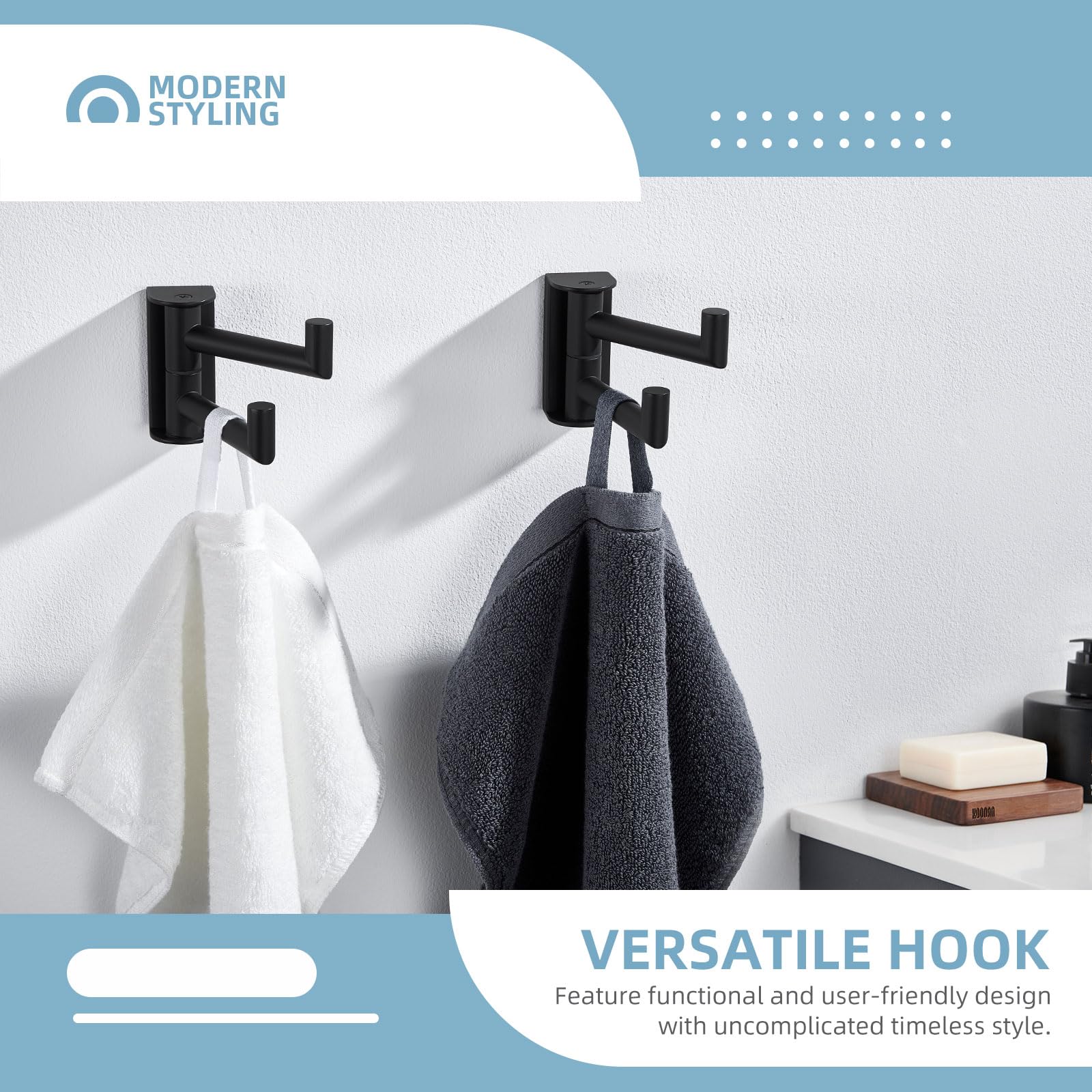 Angle Simple stainless steel double robe hook for durable bathroom organization.