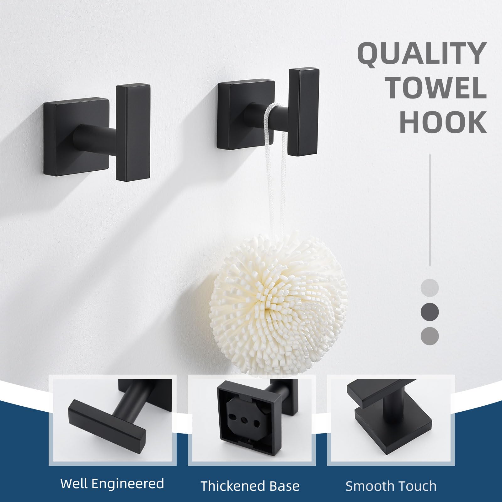 Angle Simple durable stainless steel hooks with rust-resistant matte finish
