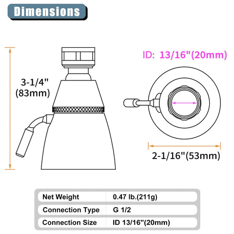 Angle Simple swivel ball joint enables 360-degree angle adjustment for personalized showering.