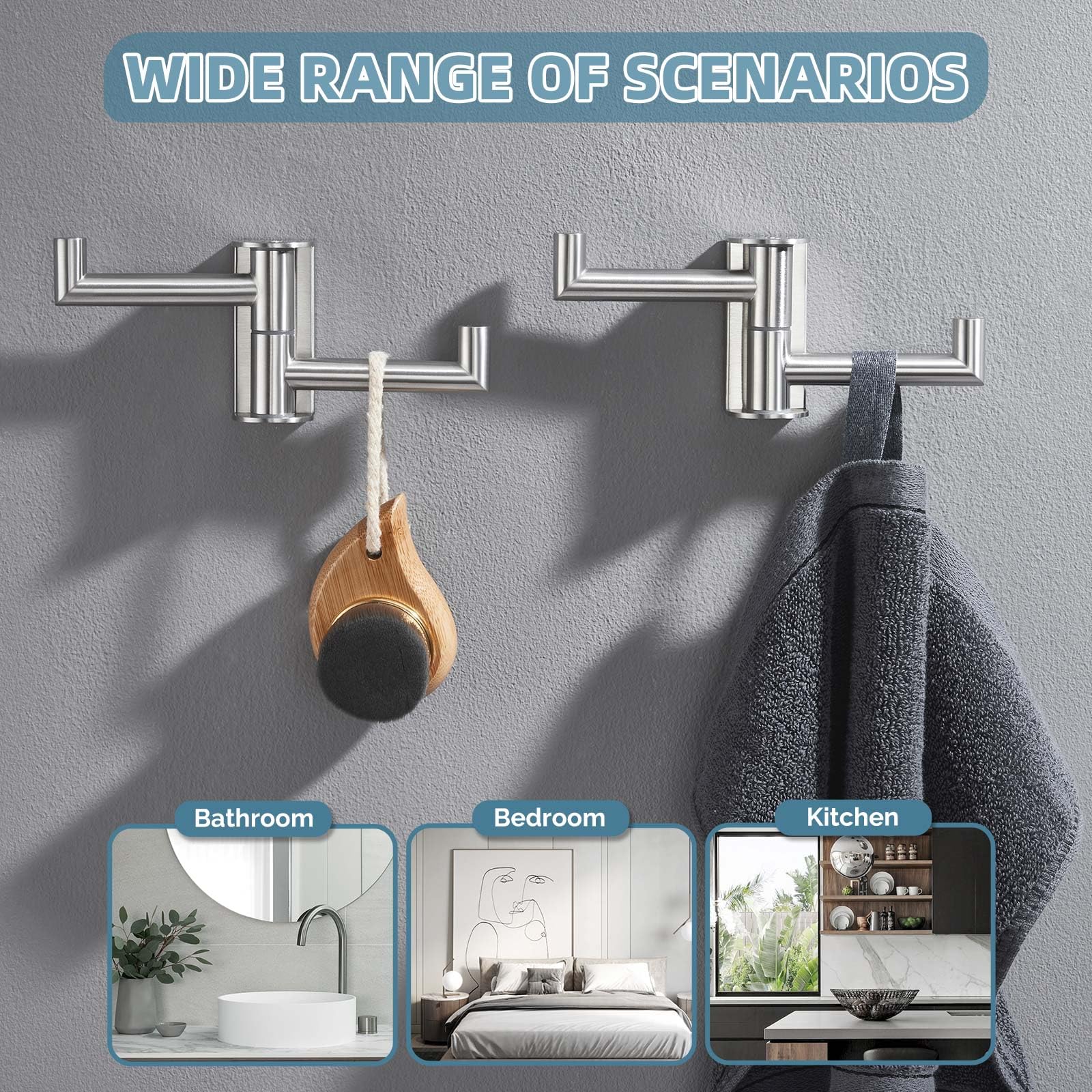 Angle Simple solid 304 stainless steel construction resists corrosion in humid bathrooms.