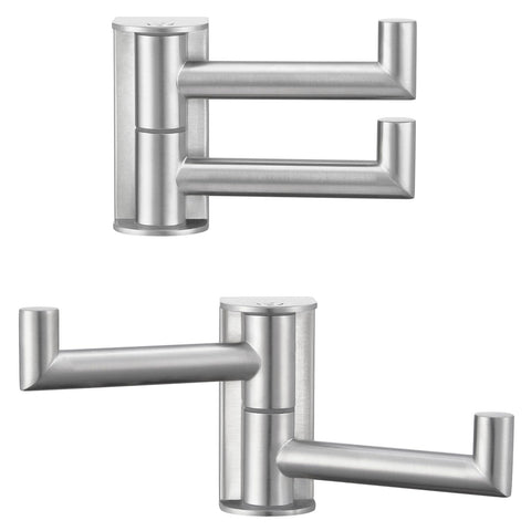 Angle Simple swivel towel double hook front view shows a sleek brushed nickel finish for durable bathroom organization.
