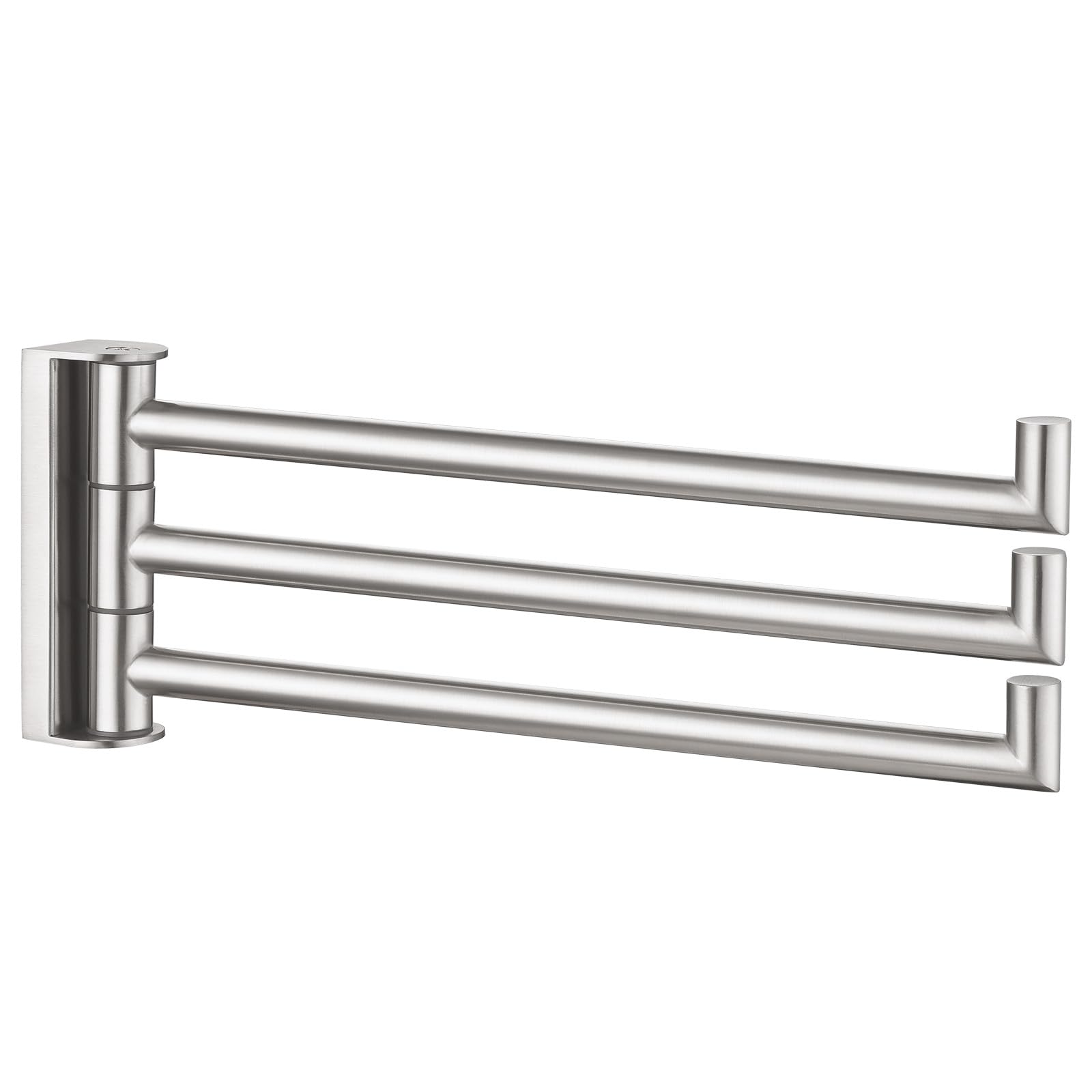 Angle Simple 3-bar swivel towel holder in brushed nickel for organized towels