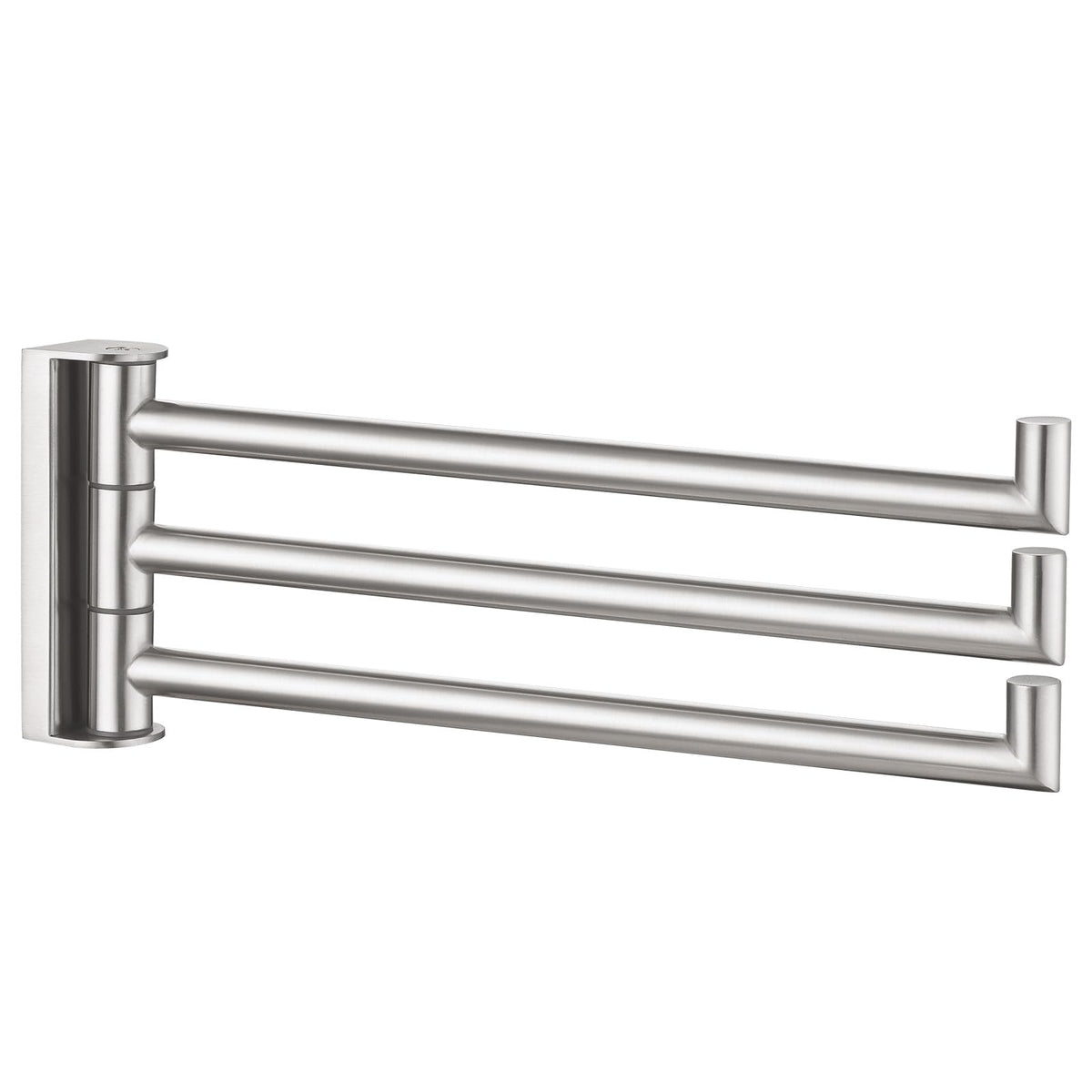 Angle Simple 3-bar swivel towel holder in brushed nickel for organized towels