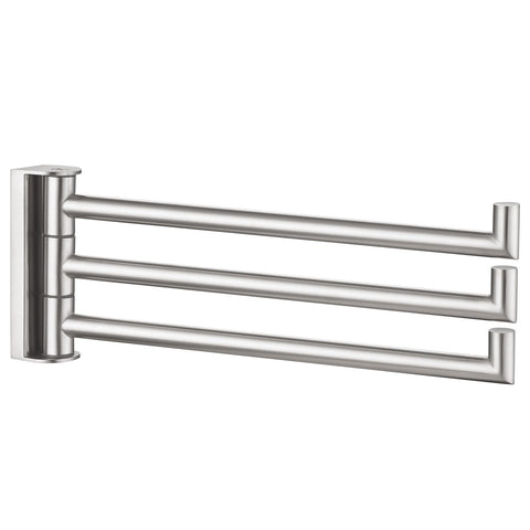 Angle Simple 3-bar swivel towel holder in brushed nickel for organized towels
