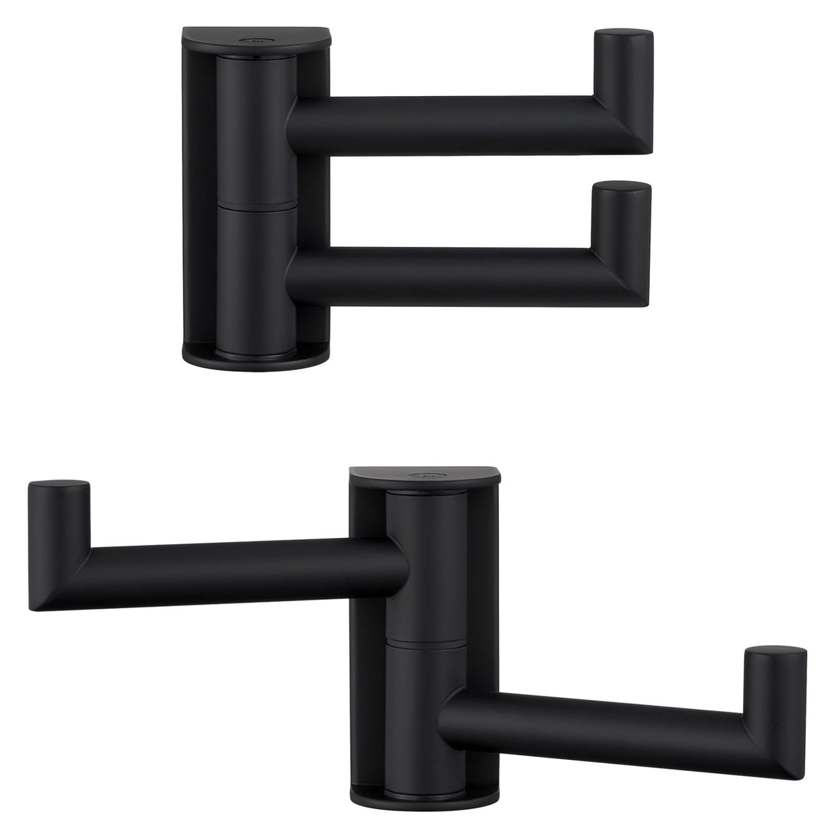Angle Simple swivel towel hook in matte black, 2-pack, ideal for towels and small items.