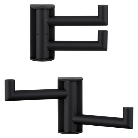 Angle Simple swivel towel hook in matte black, 2-pack, ideal for towels and small items.