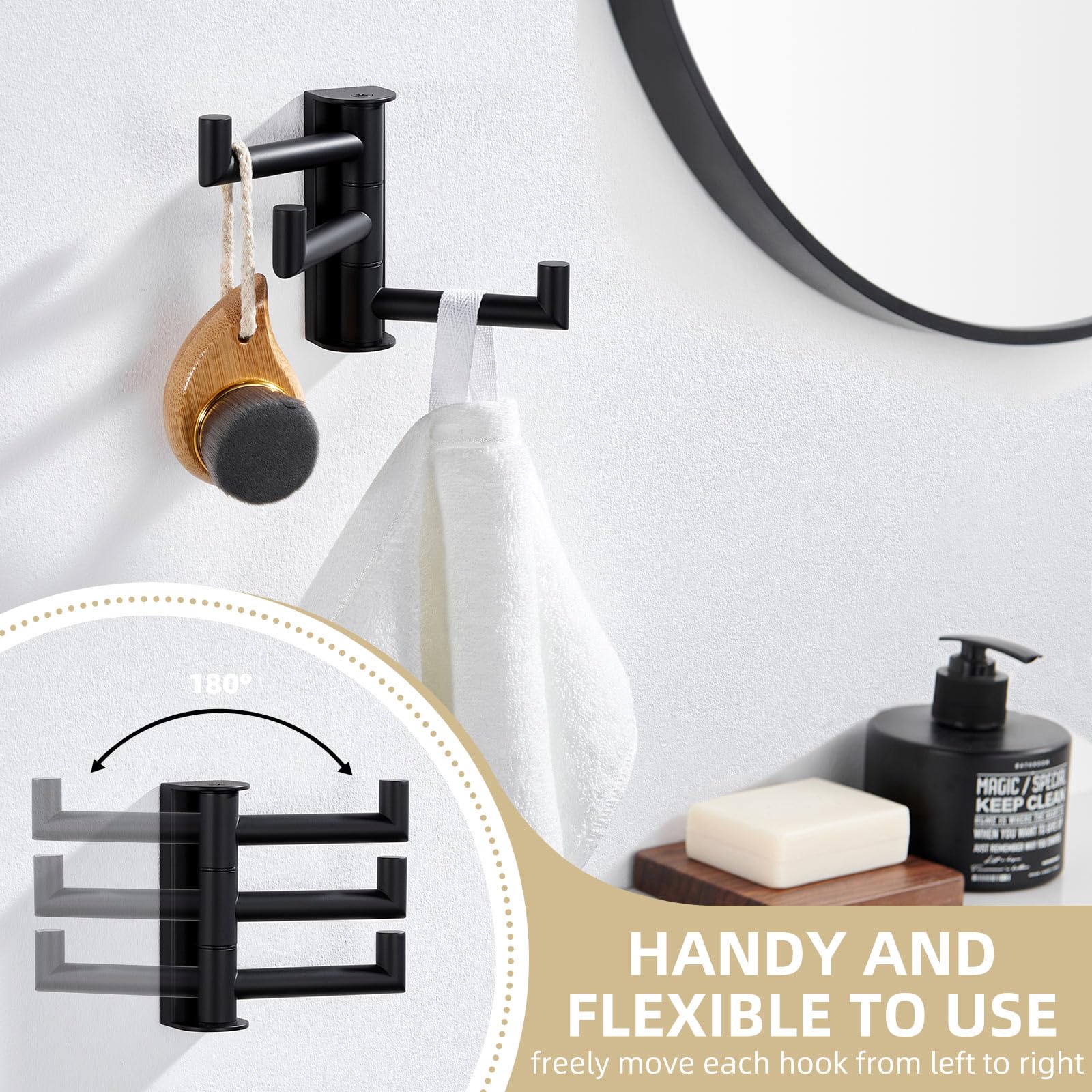 60 mm holding length fits wider towels and robes on the hook.
