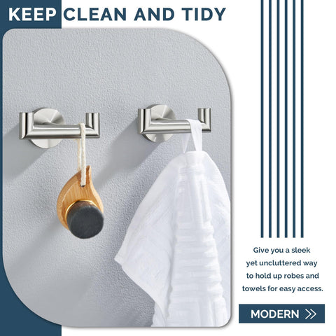 Angle Simple towel hook assembly in brushed finish for easy mounting